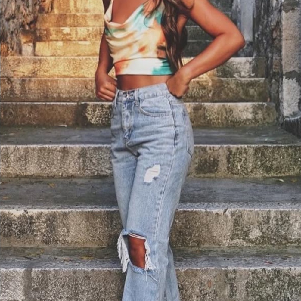 Tie-Dye Halter Crop Top